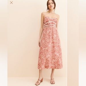 Dusty Salmon and White Floral midi dress “Monte Floral Midi Dress by Mon Renn”